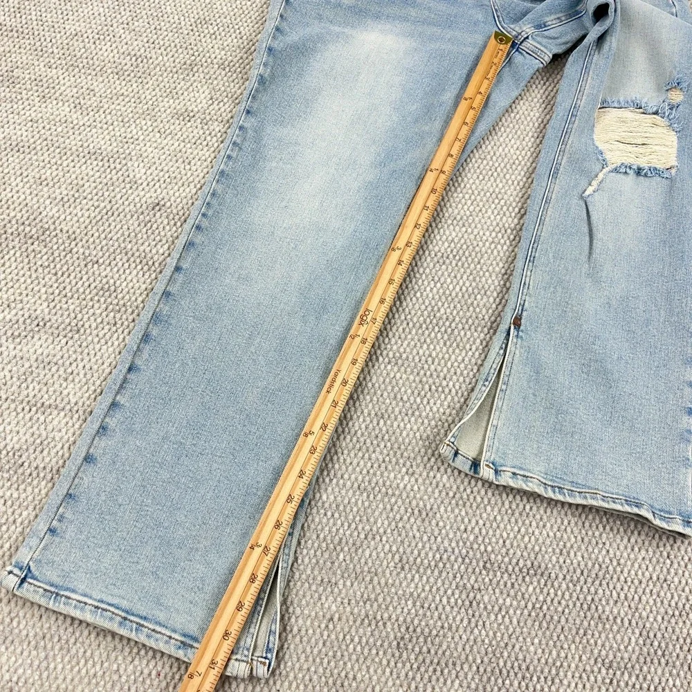 Judy Blue Jeans Women 16W Straight Leg High Waist Light Wash Distressed  Holes - Picture 13 of 16